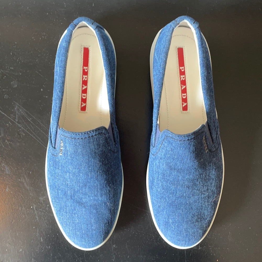 PRADA Blue Denim Laceless Shoes - 39 1/2